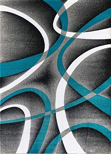 GLORY RUGS Modern Area Rug 5x7 Turquoise Swirls Carpet Bedroom Living Room Contemporary Dining Accent