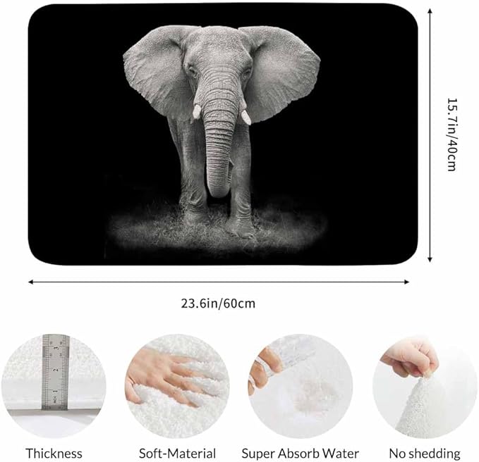 Elephant Bath Mat for Bathroom Bath Rugs Door Mat Non Slip Rubber Backed Bathroom Floor Mat for Bathtub Sink Shower 16"X24"