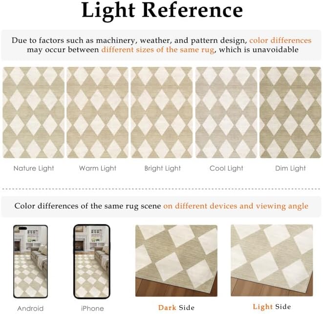 9x12 Checkered Area Rugs for Living Room Beige Machine Washable Large Rug Non-Slip Stain Resistant Low Pile Boho Accent Indoor Throw Carpet for Bedroom Dining Room Home Aesthetic Decor