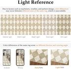 3x8 Runner Checkered Rug for Hallways Beige Washable Long Carpet Non-Slip Low Pile Boho Indoor Accent Throw Rug for Entrance Kitchen Bedroom Dining Laundry