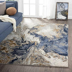 LUXE WEAVERS Marble Collection Blue Area Rug 2x3 Modern Abstract Swirl Design Non-Shedding Carpet
