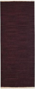 Rugsotic Carpets Hand Woven Flat Weave Kilim Wool 2'6''x6' Runner Area Rug Solid Plum D00111