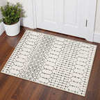 Lahome Moroccan Small Runner Rug 2x5 Rug Runner Non-Slip Washable Rug Runner Throw Lightweight Hallway Rugs Indoor Laundry Room, Geometric Print Carpet Runners for Bedroom Kitchen (White, 2'x5')