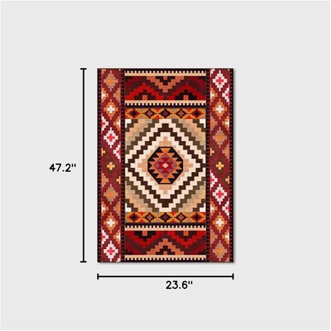 Vintage Boho Area Rugs Multicolor Ethnic Style Geometric Splicing Carpets Bedroom Living Room Kitchen Floor Mats Indoor Outdoor Non-Shedding Runner Rug Home Décor Carpet 2' X 4'