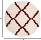 SAFAVIEH Dallas Shag Collection Area Rug - 6' Round, Ivory & Red, Trellis Design, Non-Shedding & Easy Care, 1.5-inch Thick Ideal for High Traffic Areas in Living Room, Bedroom (SGD257R)