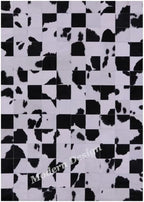 Modern Design Premium Cowhide Leather Carpet with Chevron Pattern, Area Rug (Black/White, 5x8)
