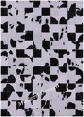 Modern Design Premium Cowhide Leather Carpet with Chevron Pattern, Area Rug (Black/White, 3x12)