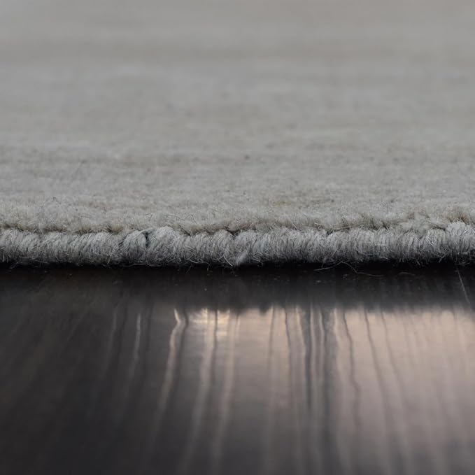 Hand Knotted Loom Wool ECO-Friendly Area Rugs - 8'x8', Octagon, Beige Color, Solid Plain Design, High Pile Thick Handmade Anti Skid Area Rugs for Living Room, Bed Room (L00111)