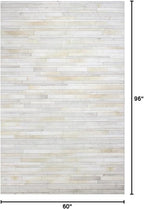 Cowhide Leather Rug for Living Room 5x8 Natural Leather Rug Modern Stripes Style Floor Carpet for Home Decor | Superior Indoor Area Rug, White
