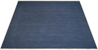 Rugsotic Carpets Hand Woven Flat Weave Kilim Wool ECO-Friendly Area Rugs - 10'x10', Square Shape, Blue Color, Solid Plain Design, Low Pile Handmade Area Rugs for Living Room, Bed Room (D00111)