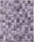 Modern Design Premium Cowhide Leather Carpet with Chevron Pattern, Area Rug (Grey, 5x8)