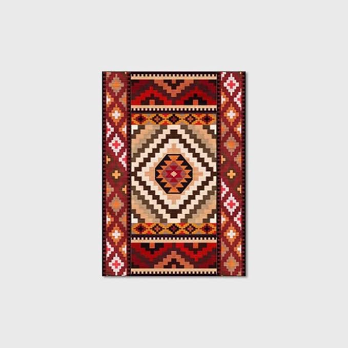 Vintage Boho Area Rugs Multicolor Ethnic Style Geometric Splicing Carpets Bedroom Living Room Kitchen Floor Mats Indoor Outdoor Non-Shedding Runner Rug Home Décor Carpet 3' X 8'
