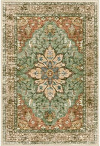 Area Rugs 2'6''x10' Washable Non-Slip, Floral Vintage Distress Print Pattern Medallion Carpet for Living Room Bedroom Dining Room, Brick Red Rust Neutral Brown Burnt Orange Green