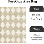 5x7 Checkered Area Rugs for Living Room Beige Machine Washable Large Rug Non-Slip Stain Resistant Low Pile Boho Accent Indoor Throw Carpet for Office Bedroom Dining Room Classroom