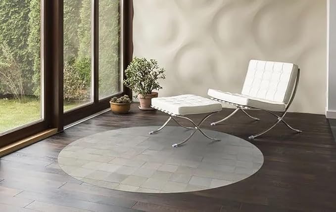 Round Area Rug – Soft Modern Carpet for Living Room, Bedroom, Entryway – Non-Slip Durable Floor Mat for Home Décor (White_6X6)