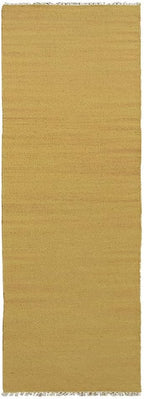 Rugsotic Carpets Hand Woven Flat Weave Kilim Wool 2'6''x10' Runner Area Rug Solid Gold D00111