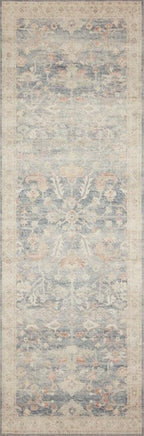 Loloi Hathaway Collection HTH-02 Denim/Multi 7'-6" x 9'-6", .25" Thick Area Rug, Soft, Durable, Printed, Modern, Low Pile, Non-Shedding, Easy Clean, Living Room Rug