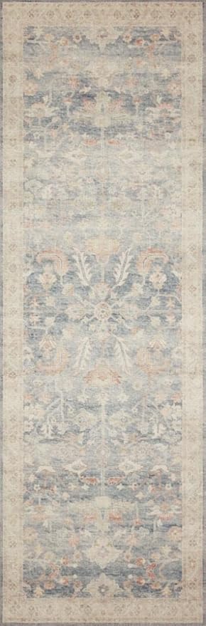 Loloi Hathaway Collection HTH-02 Denim/Multi 3'-6" x 5'-6", .25" Thick Accent Rug, Soft, Durable, Printed, Modern, Low Pile, Non-Shedding, Easy Clean, Living Room Rug