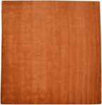 Hand Knotted Loom Wool ECO-Friendly Area Rugs - 10'x10', Square, Orange Color, Solid Plain Design, High Pile Handmade Anti Skid Area Rugs for Living Room, Bed Room (L00111)