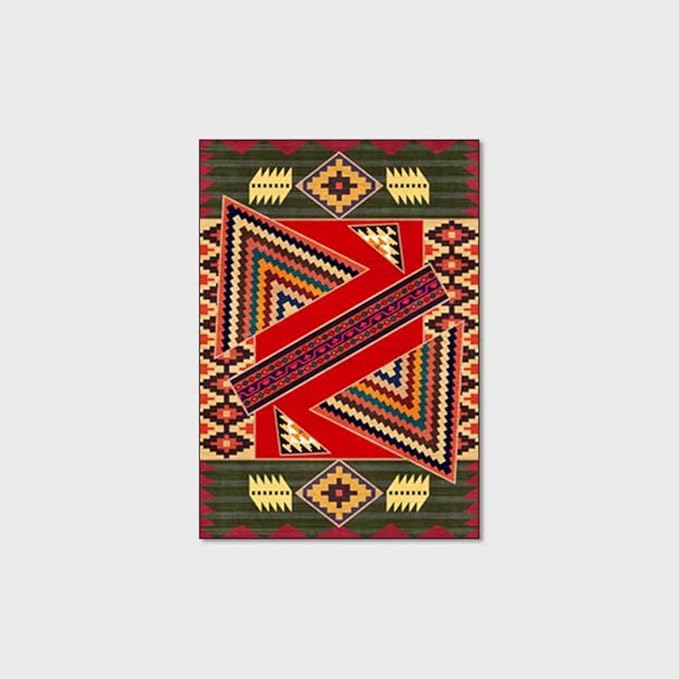Vintage Boho Area Rugs Multicolor Ethnic Style Geometric Splicing Carpets Bedroom Living Room Kitchen Floor Mats Indoor Outdoor Non-Shedding Runner Rug Home Décor Carpet 3' X 4'