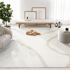 Abani Nomad Cream & Beige Area Rug 4' x 6' for Living Room, Bedroom - Chic Abstract Pattern - Durable & Easy to Clean