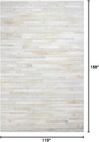 Cowhide Leather Rug for Living Room 9.9x14 Natural Leather Rug Modern Stripes Style Floor Carpet for Home Decor | Superior Indoor Area Rug, White