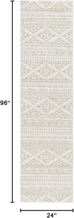 SAFAVIEH Tulum Collection Runner Rug - 2' x 8', Ivory & Sage, Moroccan Boho Tribal Design, Non-Shedding & Easy to Clean, Ideal for Living Room, Hallway, Foyer, Entryway, Bedroom (TUL272H)