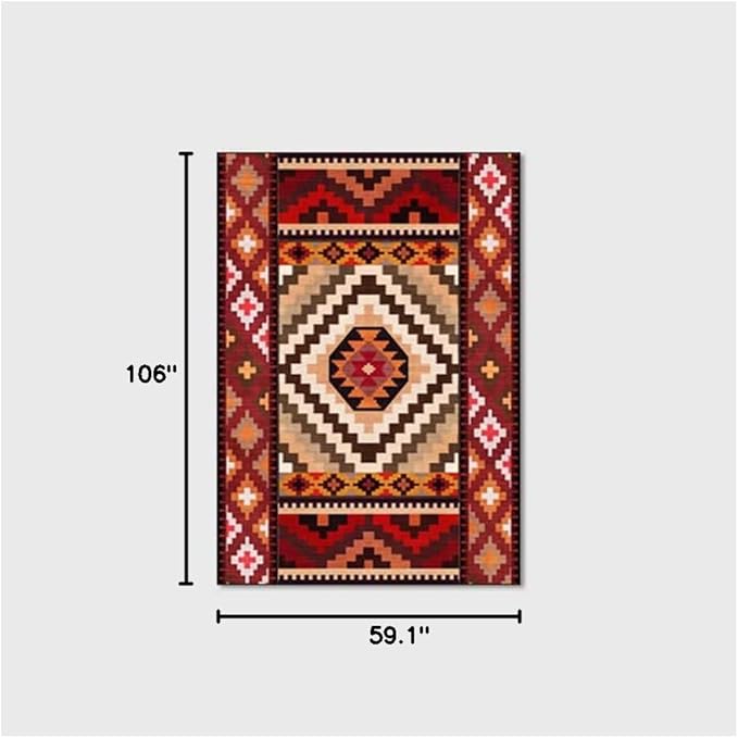 Vintage Boho Area Rugs Multicolor Ethnic Style Geometric Splicing Carpets Bedroom Living Room Kitchen Floor Mats Indoor Outdoor Non-Shedding Runner Rug Home Décor Carpet 5' X 9'