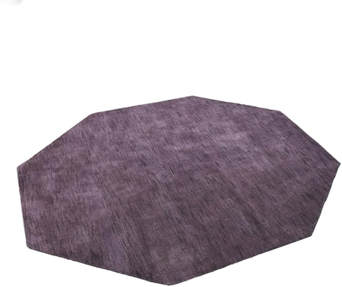 Hand Knotted Loom Wool ECO-Friendly Area Rugs - 6'x6', Octagon, Purple Color, Solid Plain Design, High Pile Thick Handmade Anti Skid Area Rugs for Living Room, Bed Room (L00111)