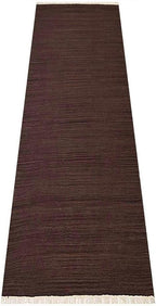 Rugsotic Carpets Hand Woven Flat Weave Kilim Wool ECO-Friendly Area Rugs - 2'6''x6', Runner Shape, Dark Brown Color, Solid Plain Design, Low Pile Handmade Rugs for Living Room, Bed Room (D00111)