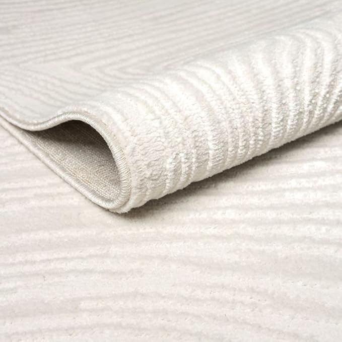 Abani Zen 6' x 9' Cream Rug – Neutral Layered Wavy Borders Pattern, Large Soft Area Rug for Living Room & Bedroom, Durable & Easy to Clean