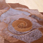 Round Floral Area Rug – Elegant Textured Rose Design – Soft Decorative Circle Mat with Non-Slip Backing for Living Room, Bedroom, Nursery, or Entryway (Brown_6x6 ft)