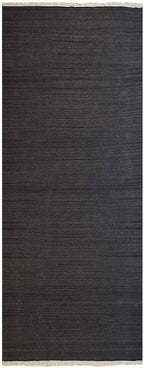 Rugsotic Carpets Hand Woven Flat Weave Kilim Wool ECO-Friendly Area Rugs - 2'6''x10', Runner Shape, Charcoal Color, Solid Plain Design, Low Pile Handmade Rugs for Living Room, Bed Room (D00111)