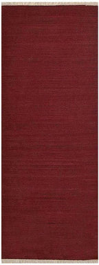 Rugsotic Carpets Hand Woven Flat Weave Kilim Wool ECO-Friendly Area Rugs - 3'x13', Runner Shape, Dark Red Color, Solid Plain Design, Low Pile Handmade Rugs for Living Room, Bed Room (D00111)
