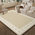 8X10 Washable Area Rug for Living Room,Machine Washable,Non-Slip Indoor Carpet, Soft Vintage Bedroom Rug, Stain Resistant & Home Decor,Beige Squares