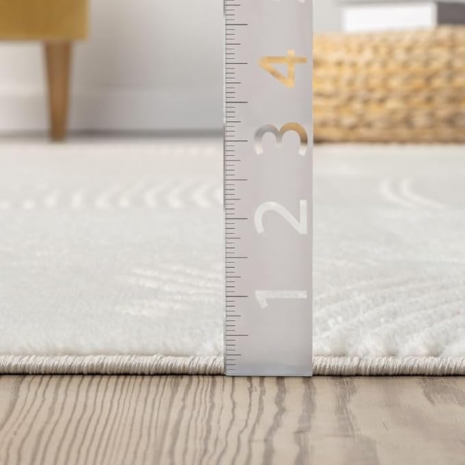 Abani Zen 6' x 9' Cream Rug – Neutral Brush Stroke Sandbrush Design, Large Soft Area Rug for Living Room & Bedroom, Durable & Easy to Clean