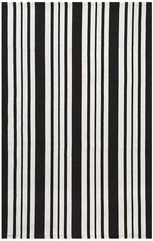 KOZYFLY Black and White Striped Outdoor Doormat 27.5x43 Inches Area Rug Washable Front Porch Rug Farmhouse Front Door Mat Indoor Outdoor Rug for Door, Kitchen, Entryway, Patio