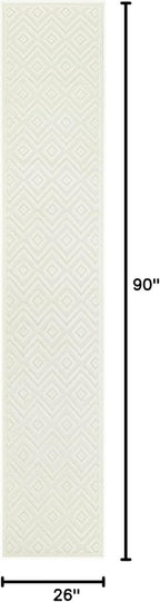 Nourison Home Versatile Ivory White 2'2" x 7'6" Area Rug - Easy Clean, Non Shedding, Bed Room, Living Room, Dining Room, Kitchen (8' Runner)