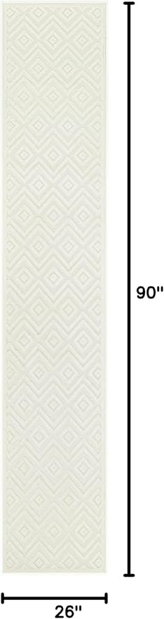 Nourison Home Versatile Ivory White 2'2" x 7'6" Area Rug - Easy Clean, Non Shedding, Bed Room, Living Room, Dining Room, Kitchen (8' Runner)