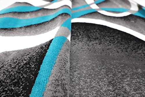 GLORY RUGS Modern Area Rug 5x7 Turquoise Swirls Carpet Bedroom Living Room Contemporary Dining Accent