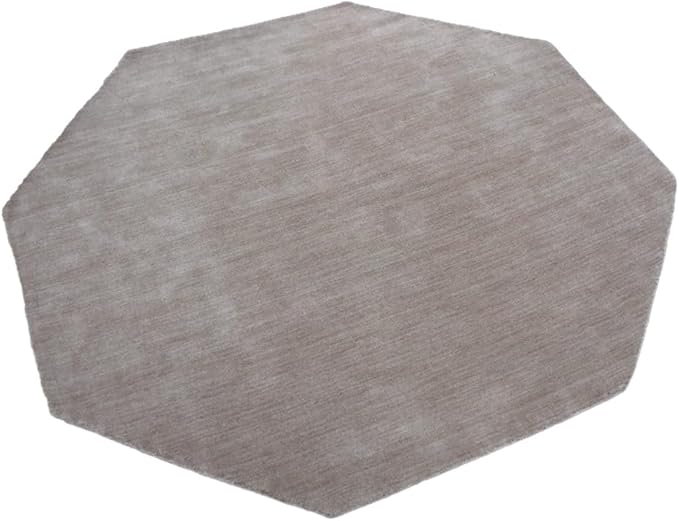 Hand Knotted Loom Wool ECO-Friendly Area Rugs - 10'x10', Octagon, Beige Color, Solid Plain Design, High Pile Handmade Anti Skid Area Rugs for Living Room, Bed Room (L00111)