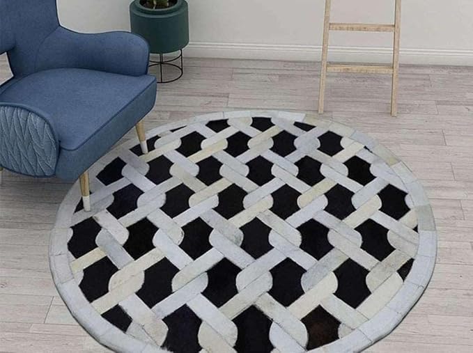 Geometric Lattice Area Rug – Modern Designer Pattern Carpet for Living Room, Bedroom & Office – Anti-Slip Soft Decorative Rug – Contemporary Floor Mat for Stylish Home Décor (Round-7x7)
