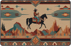 Horse Western Boho Ethnic Style Area Rug Washable Outdoor Rugs Anti-Slip Soft Carpet Entryway Indoor Door Mat for Bedroom,Living Room,Porch,Terrace and Entrance Decor 2'x 1'