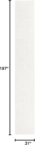 Unique Loom Davos Shag Collection Area Rug - Solid (2' 7" x 16' 5" Runner, White/ Ivory)