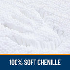 OLANLY Bathroom Rugs 47x20, Extra Soft Absorbent Chenille Bath Rugs, Rubber Backing Quick Dry, Machine Washable Bath Mats for Bathroom Floor, Tub and Shower, Home Decor Accessories, White
