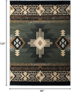 YHSF South West Native American Area Rug C318 - Easy Clean, Thick, Soft, Durable Native Tribal American Indian Inspired Rug for Bedroom/Living Room and More - Sage Green, 8 Feet x 10 Feet