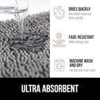 GORILLA GRIP Bath Rug Mat 36x24, Thick Soft Absorbent Chenille, Quick Dry Microfiber Mats, Rubber Backing Washable Shower Floor Rugs, Bathmat Runner, US Designed Bathroom Home Decor Accessories Grey