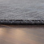 Hand Knotted Loom Wool ECO-Friendly Area Rugs - 10'x10', Round, Charcoal Color, Solid Plain Design, High Pile Handmade Anti Skid Area Rugs for Living Room, Bed Room (L00111)