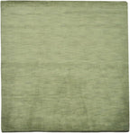 Hand Knotted Loom Wool ECO-Friendly Area Rugs - 6'x6', Square, Green Color, Solid Plain Design, High Pile Thick Handmade Anti Skid Area Rugs for Living Room, Bed Room (L00111)