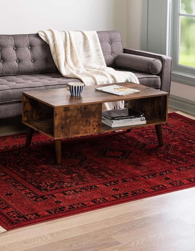 Unique Loom Tekke Collection Area Rug - Sheibani (10' x 14' 1" Rectangle, Red/ Black)